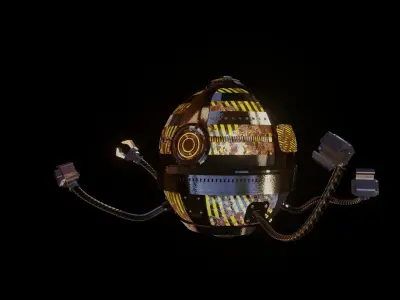 Robot PBR Model futuristic egg with wires hanging from it 3D model