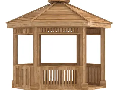 Hexagonal Retreat Pavilion Forever  Redwood 3D model