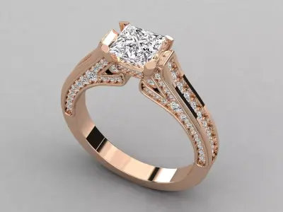 Women Light Weight Solitare Diamond Wedding Ring   5 3D print model
