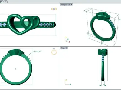 Jewelry heart ring 3D print model