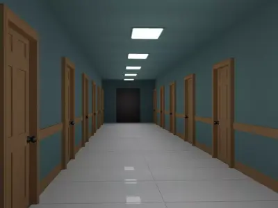 Hotel Corridor Low-poly 3D model