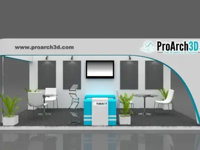 Exhibition stall 3d model 6m x 3m  3 side open 3D model