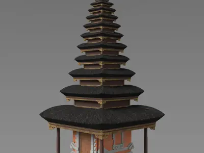 Pura Temple Stylized Balinese Temple Asset 3D model