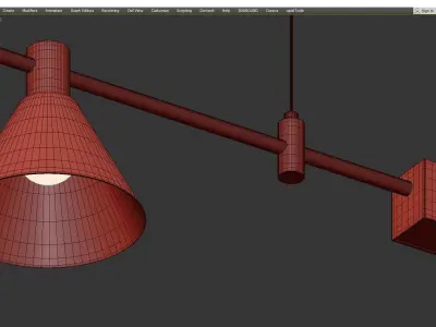Horizontal Linear LED Pendant Lamp Low-poly 3D model