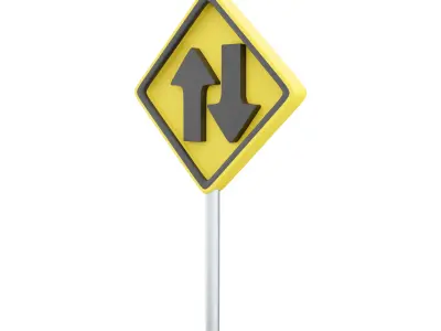  3d Turn left ahead sign  cartoon icon 3D model