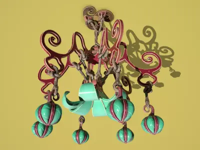 Fantasy flower chandelier Low-poly 3D model