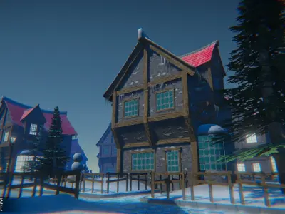 Winter House Low-poly 3D model