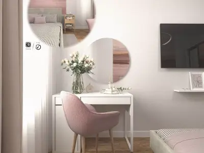 Bedroom with furniture and mirrors 3D model