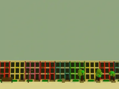 Low Poly Urban City Low-poly 3D model
