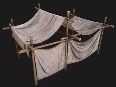 Medieval trade fair tent Stall Low-poly 3D model