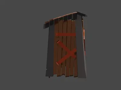 3d  Barn or rural toilet low poly game ready Low-poly 3D model