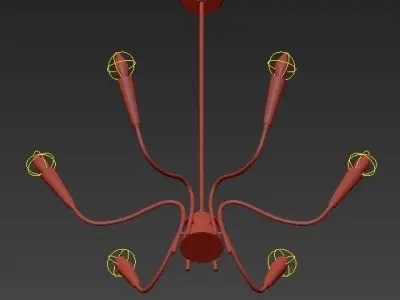 Chandelier six light in brass 3D model