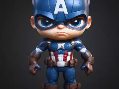 Captain America Muscular body Low-poly 3D model