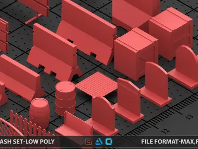 Mega pack Street kitbash-vol2 Low-poly 3D model
