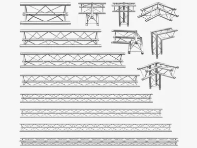 Mini Triangular Truss Collection - 14 PCS Modular 3D model