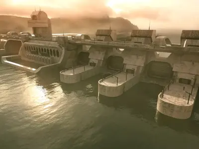 The DAM sci-fi Low-poly 3D model