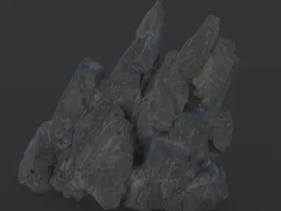 High poly Black Spiky Modular Rock 230715 3D model
