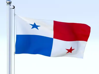 Animated Panama Flag Low-poly 3D model