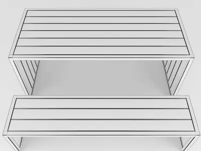 Garden furniture - table and bench 3D model