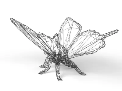 Butterfly Wireframe Low-poly 3D model