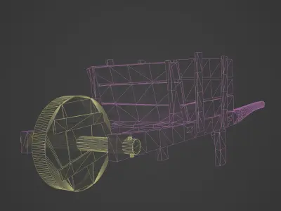 Wooden Wheelbarrow Low-poly 3D model