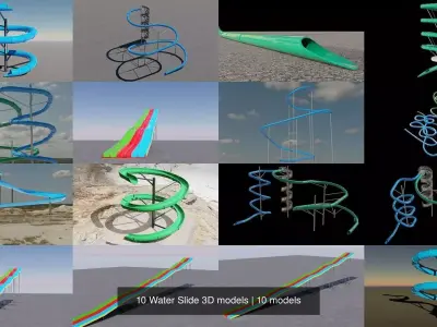 10 Water Slide 3D models 3D Model Pack