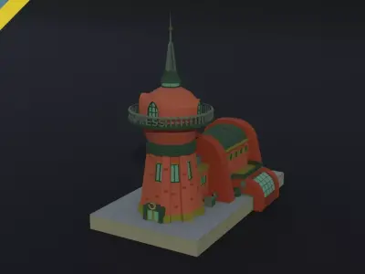 Cartoon Futuramma Planet express Polygonal Style Low-poly 3D model