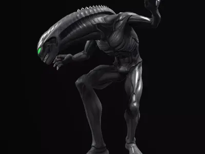 Alien Stalker Sci-Fi Creature Rigged Low-poly 3D model