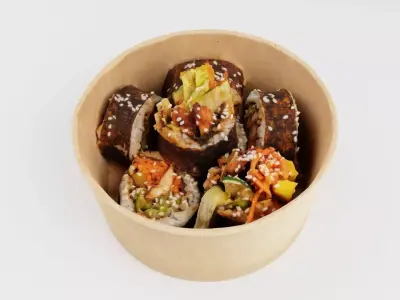 Gimbap or kimbap korean sushi rolls with chicken meat rice  3D model