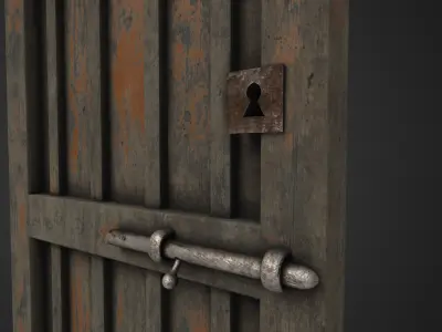 Old door Low-poly 3D model get