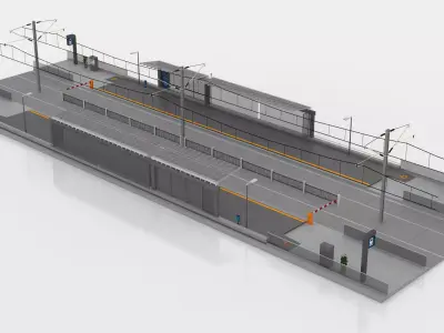 Contemporary Tramway Station Low-poly 3D model