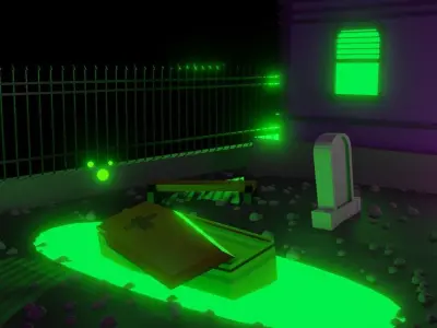 Halloween house with little garden 3D model