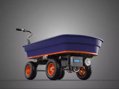 ELECTRIC PURPLE POLY HOPPER UTILITY CART WAGON TRAILER TROLLEY 4 3D model