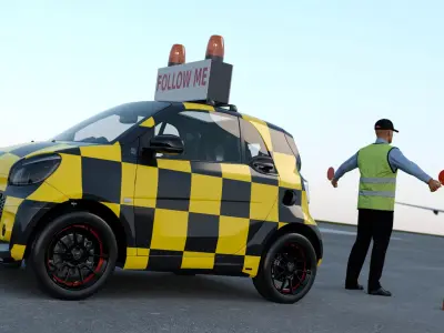  Airport Smart Follow Me Car with Ground Crew 