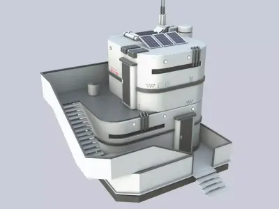 Scifi house Low-poly 3D model shop