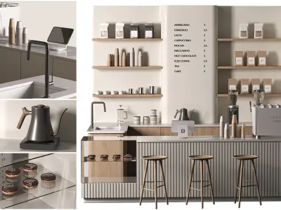 Coffee shop 01 Modern Minimalist 3D model