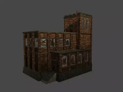 Factory Mansion Low-poly 3D model