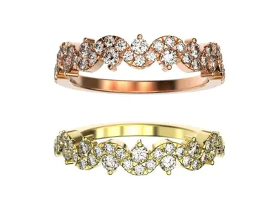 Gold diamond band 3d printable model silver wedding ring 3dm stl 3D print model