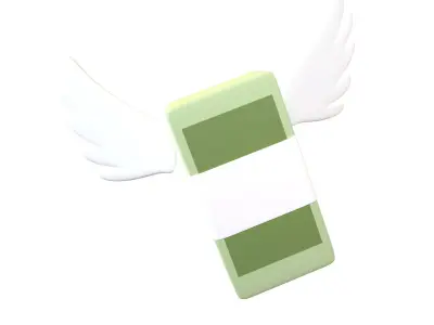 Cartoon Money With Wing V1 001 Low-poly 3D model