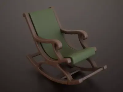 Antique Relaxing Wooden Chair Low-poly 3D model