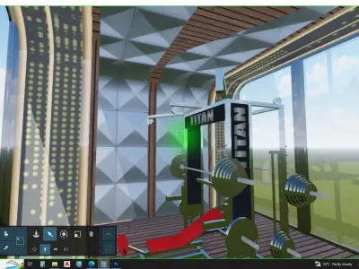 3D rendering of an outdoor gym in a simulator 3D model