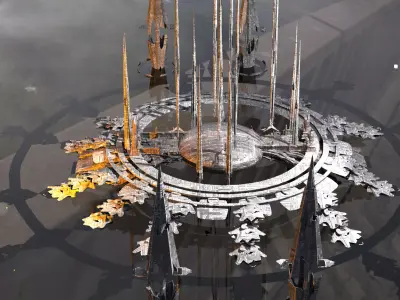 Pillars of Hercules Sci fi floor Low-poly 3D model