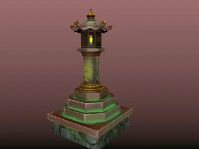 Japanese Lantern gameready stylized Low-poly 3D model