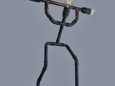 Pipe Lamp - Barbell Curl 3D model