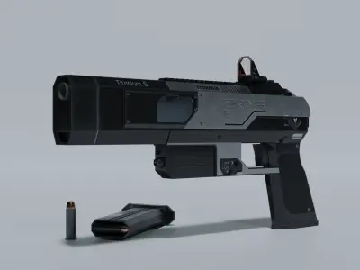 Sci-fi pistol Low-poly 3D model