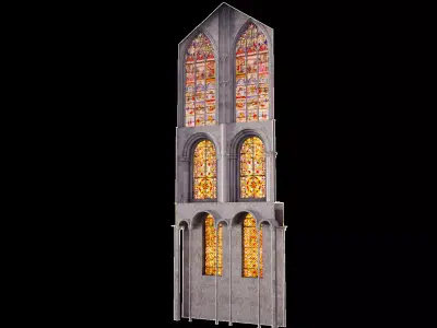 Cathedral Transept Big Stained Glass Wall - ONLY  Low-poly 3D model