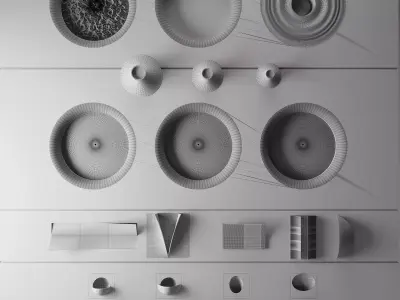 Lunar Texture  Geometric Wall Light Set 3D model