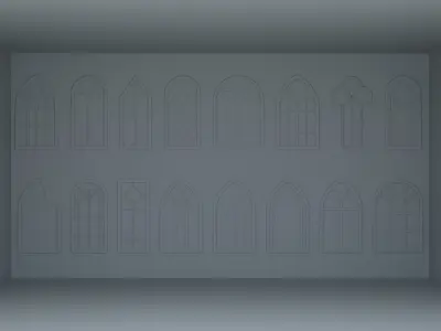 Gothic Windows Low-poly 3D model