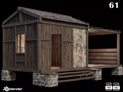 Medieval Houses 61- 4K Textures Game Ready Low-poly 3D model