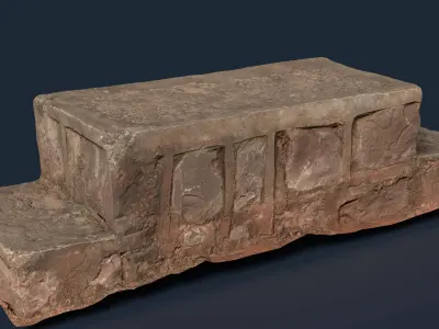 Concrete Road Block Low-poly 3D model